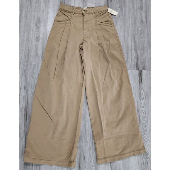Anthropologie Pants 2 Women's Maeve The Colette Wide Leg Pleated Khaki Nwt $148 - Picture 1 of 13
